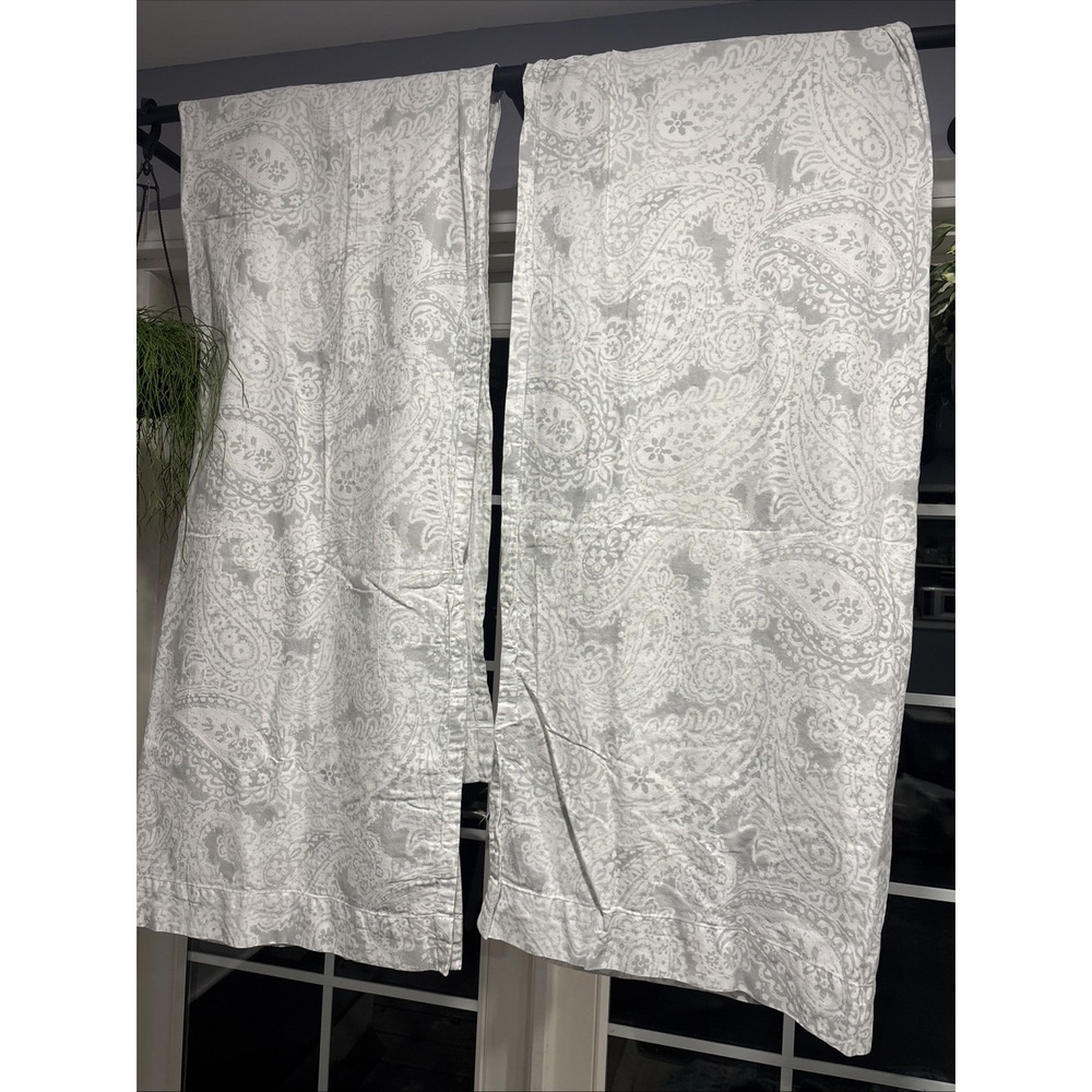 Tommy Hilfiger Curtain Panels, 2, Gray and White, 90" Tall, 45" Wide